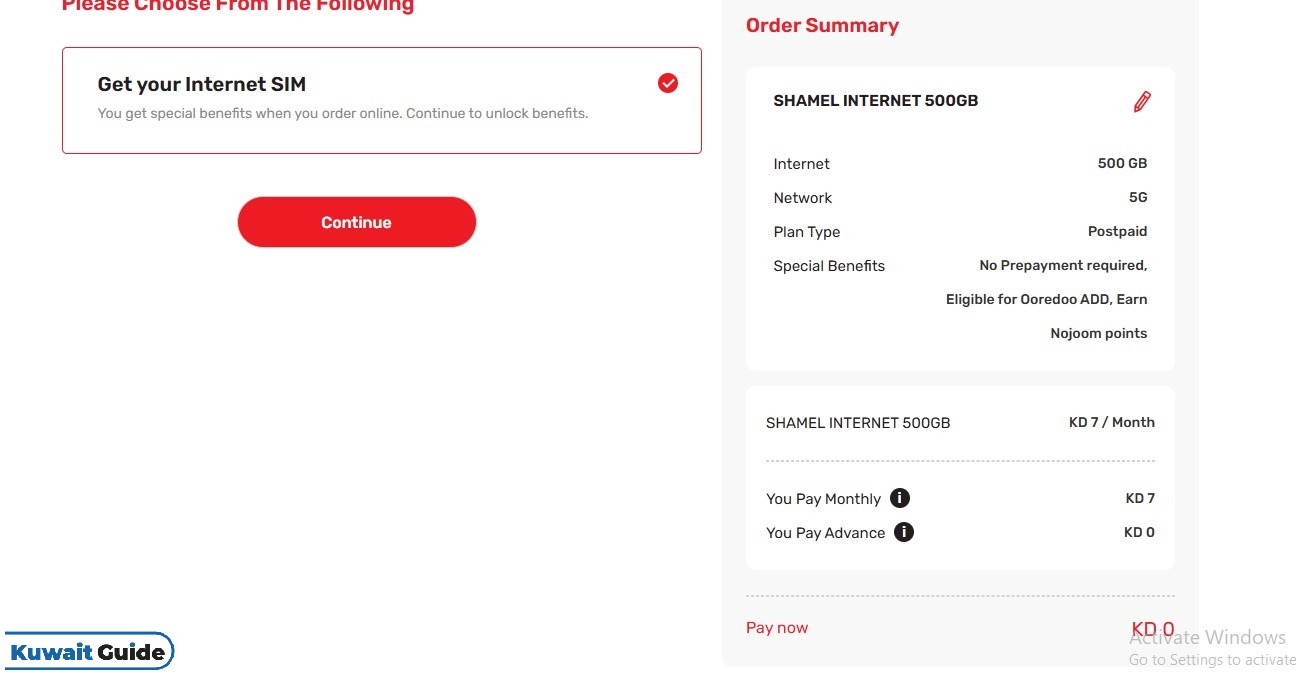 Ooredoo 5kd 500gb Offer