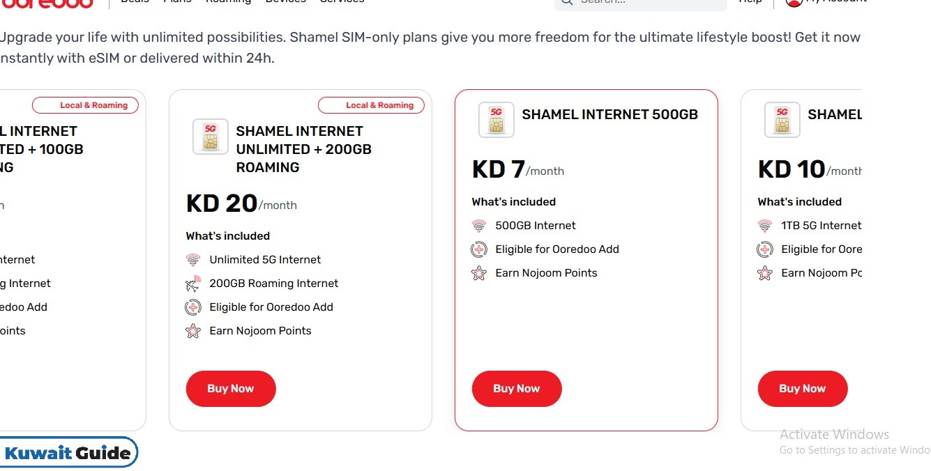 Ooredoo 5kd 500gb Offer