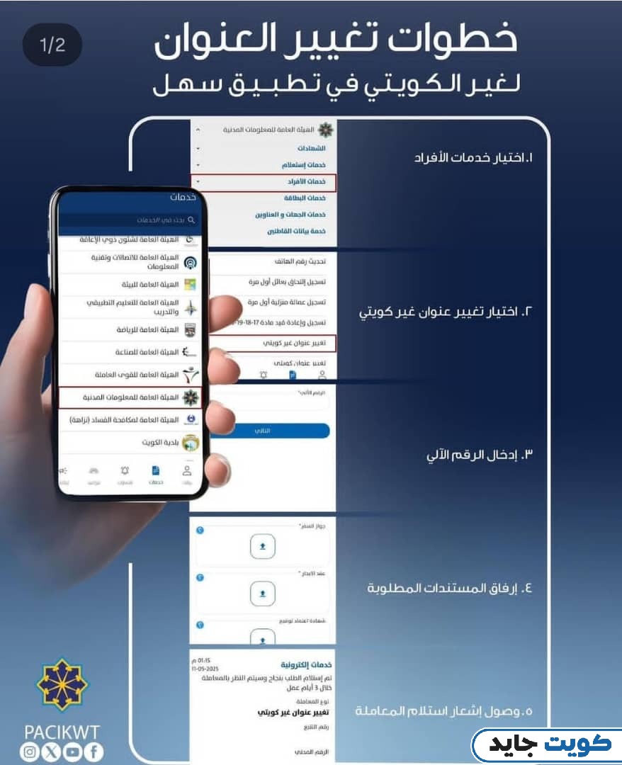 طريقة تغيير العنوان في البطاقة المدنية لغير الكويتي عبر سهل